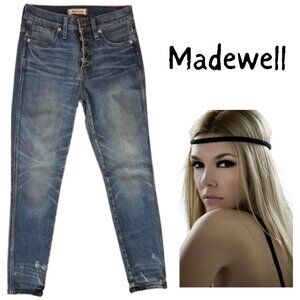 MADEWELL 10" High Rise Slim Straight Button Fly Blue Jeans Women's 26